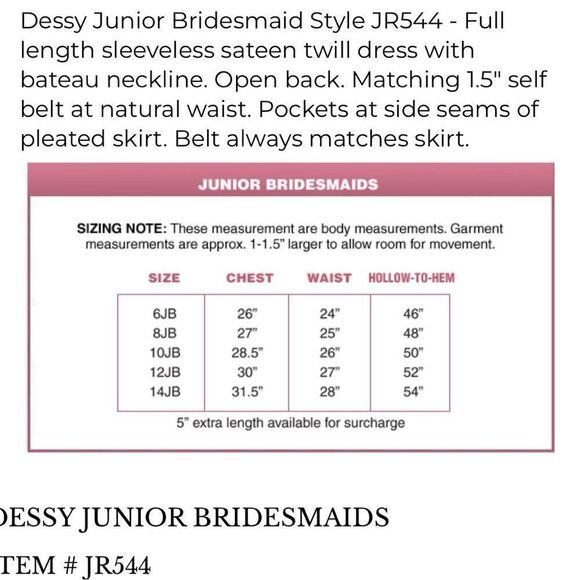 Dessy Girl Satin Twill Sleeveless Full Length Palomino Dress NWT Size 8 Junior - Picture 8 of 8